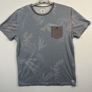 Quiksilver Men's XL Tee Shirt Grey‎ With Floral Print Short Sleeve